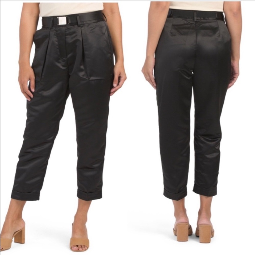 NWT! Badgley Mischka Black Satin cropped Pants